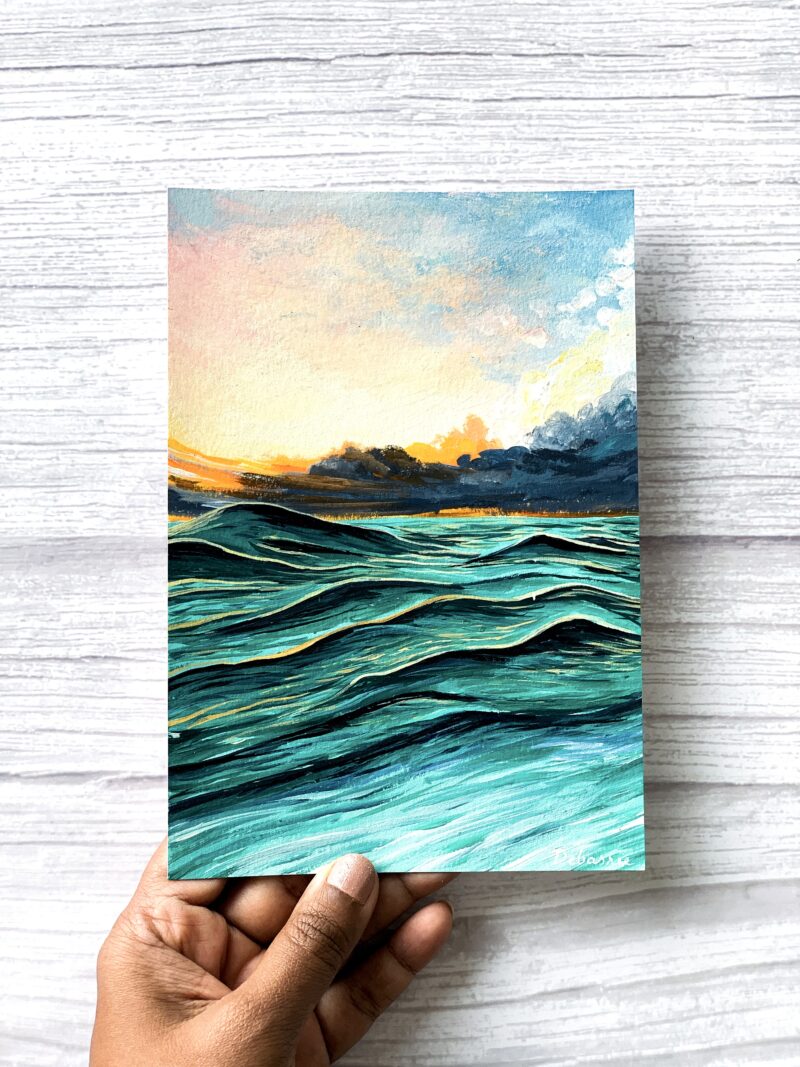 Seascape Painting Wall Art - Blue Waves Crashing