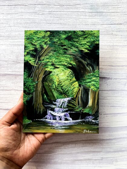 Forest Waterfall - Green Landscape Wall Art