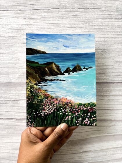 Wildflowers On The Coast - Seascape Painting Wall Art