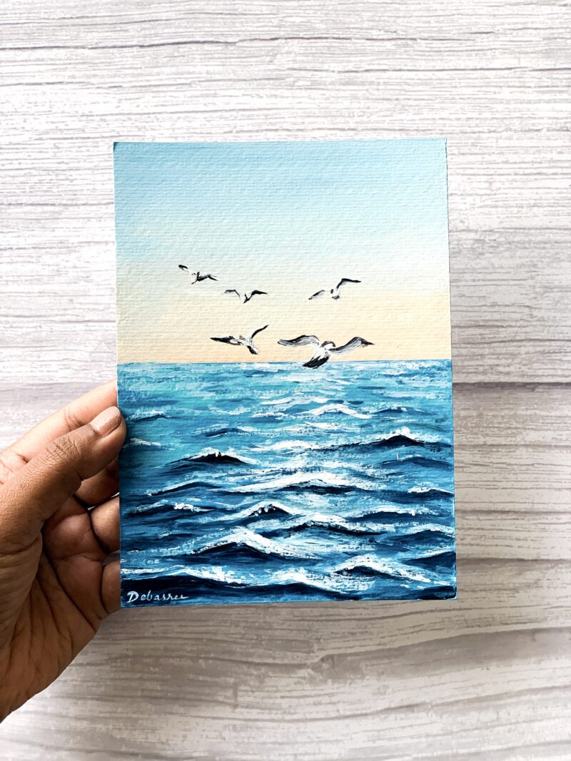 Birds Flying On The Waves - Seascape Painting Wall Art