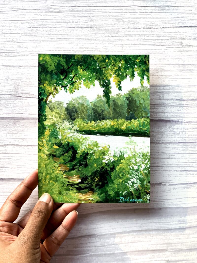 Walk By The Forest Lake - Green Landscape Wall Art