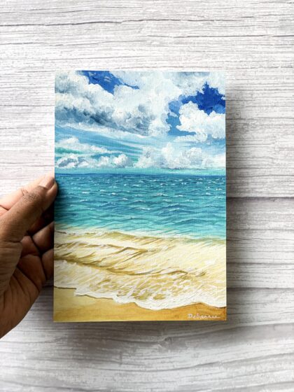 Seascape Painting Wall Art - Clouds Floating On Calm Blue Beach