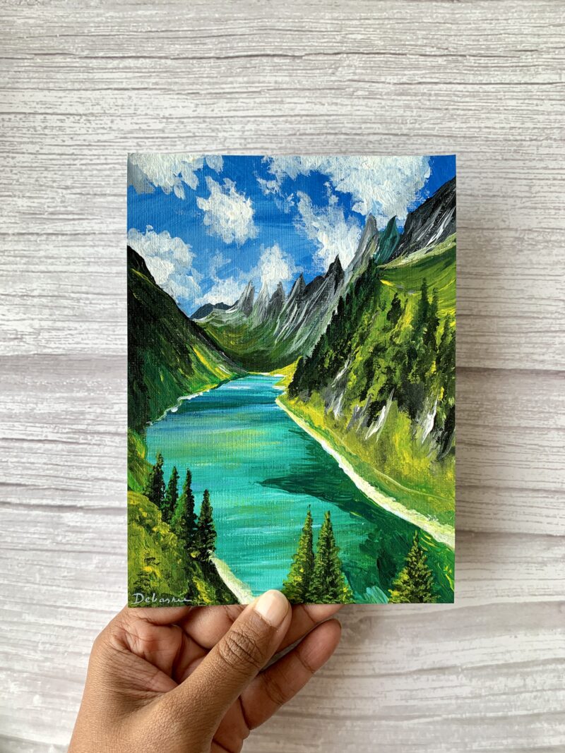 Lake Through Mountains - Mountain Landscape Wall Art
