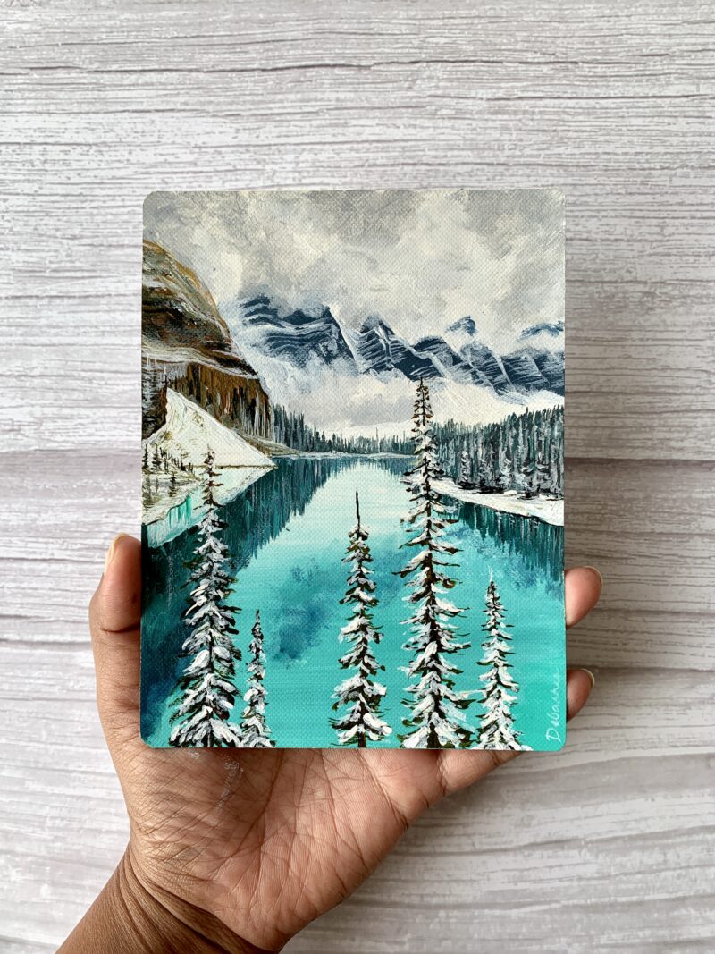 Snowy Pine Trees By The Lake - Winter Landscape Wall Art